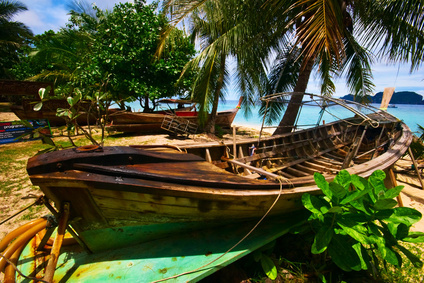 Urlaub Trat - Last Minute Reisen Trat Thailand günstig buchen - Trat, Thailand, Asien, Boot, Strand, Palmen, Meer.