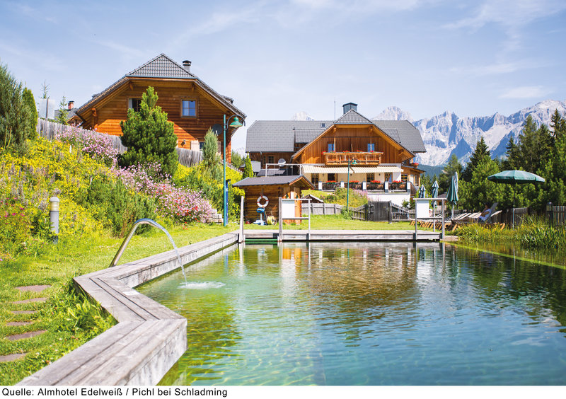 Almdorf Reiteralm mit Almhotel Edelweiss in Pichl, Graz (AT) Außenaufnahme