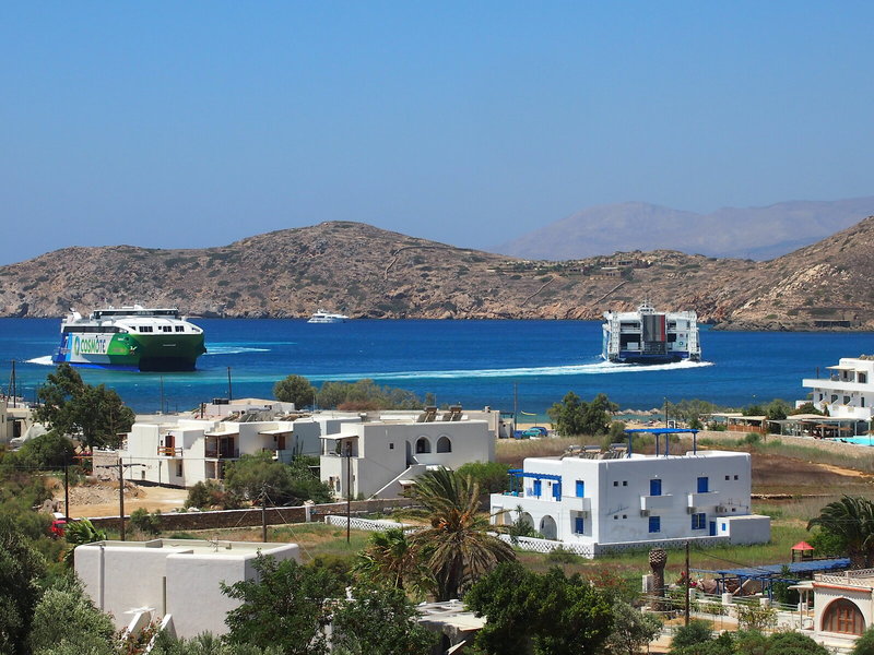 Homers Inn in Ios-Stadt, Santorini Landschaft