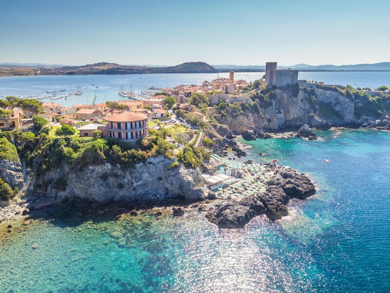 Capo d'Uomo in Talamone, Pisa Luftaufnahme