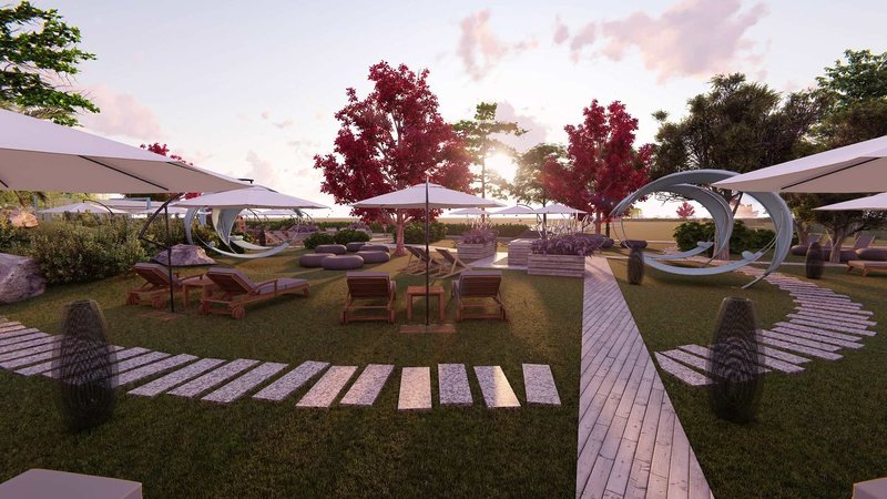 Olympian Bay Bungalows Komplex in Leptokarya, Thessaloniki (Chalkidiki) Terasse
