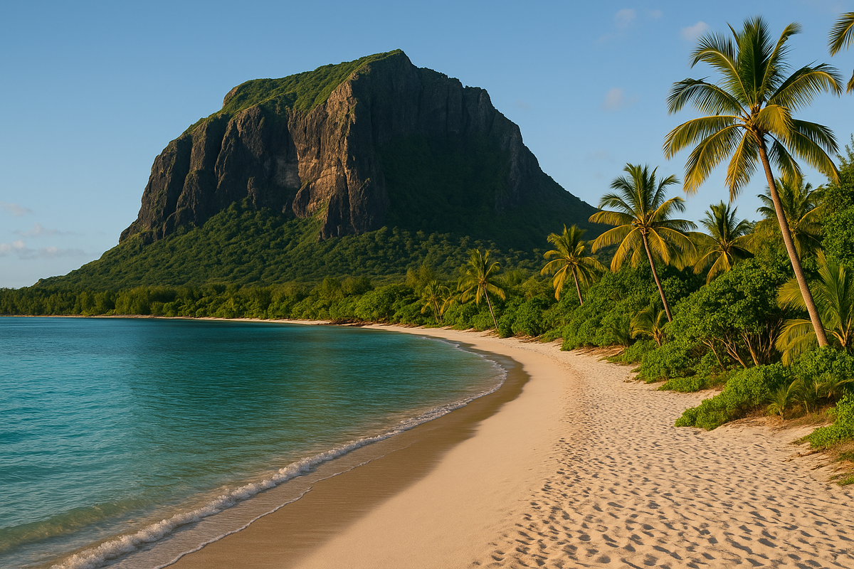 Küste von Mauritius mit Le Morne Brabant