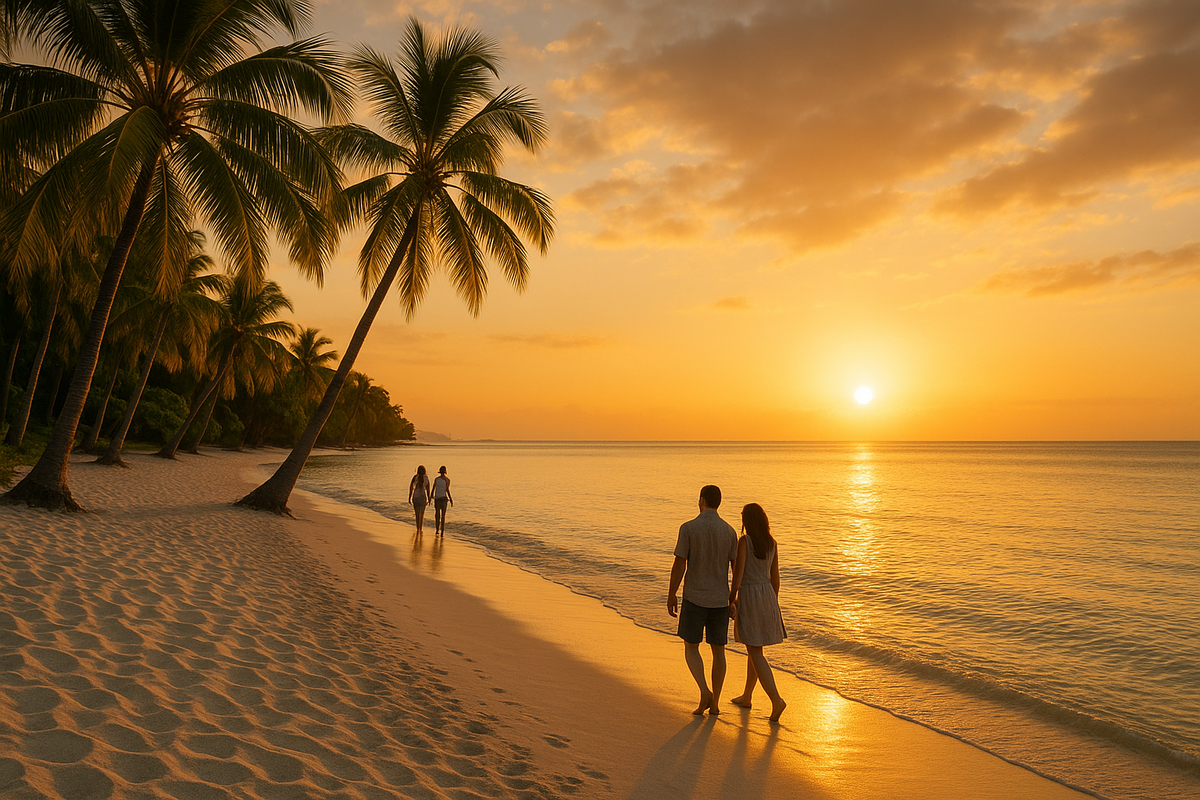 Strand auf Mauritius bei Sonnenuntergang