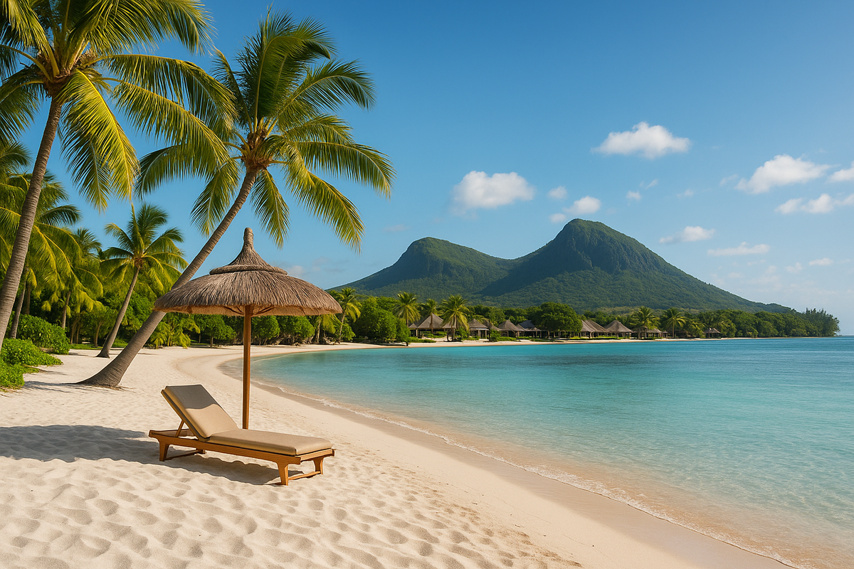 Mauritius Strandblick mit Palmen