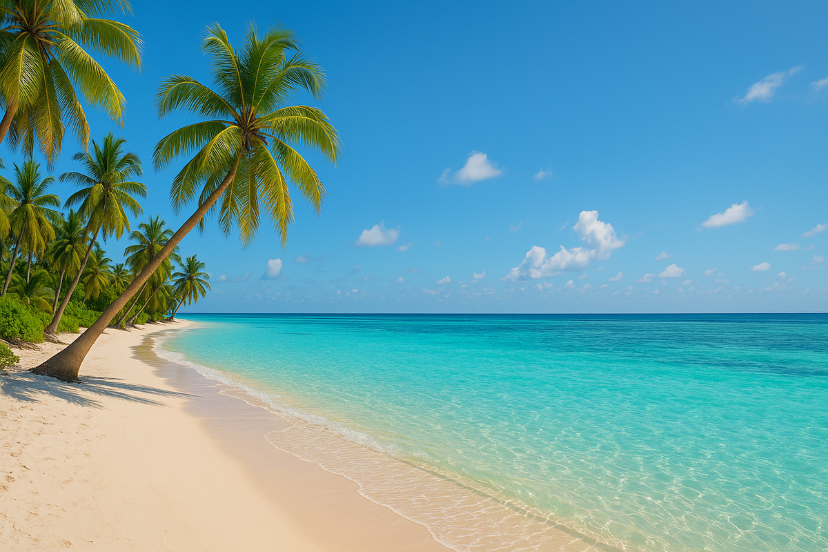 Palmenstrand auf Sansibar bei klarem Himmel
