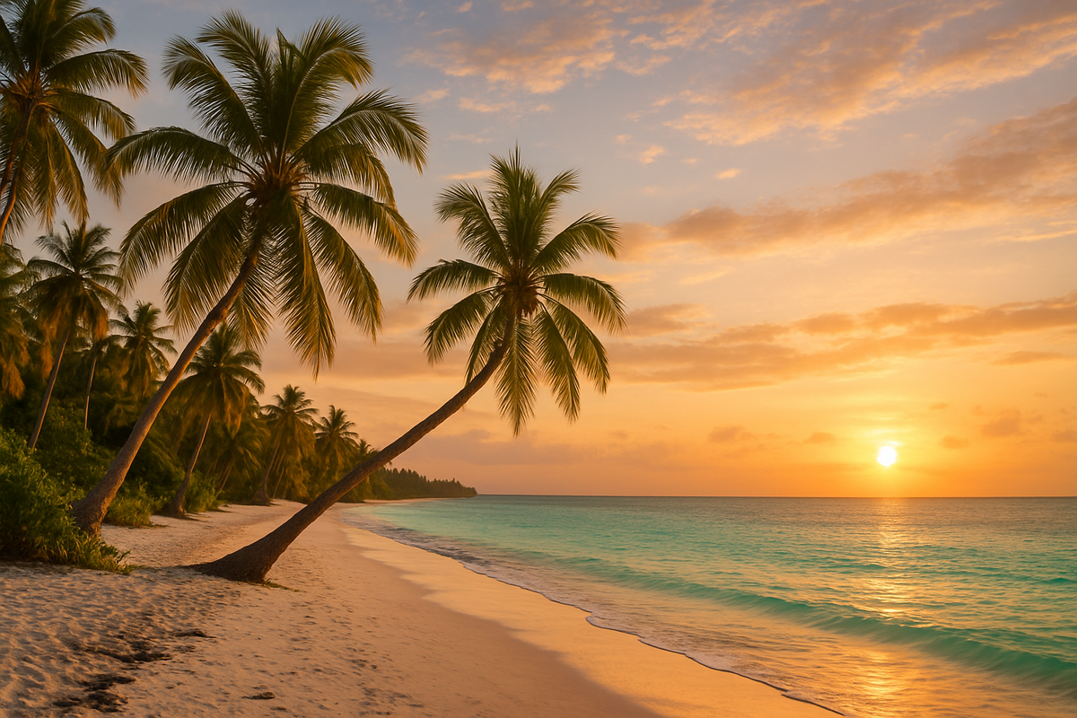 Strand auf Sansibar mit Palmen